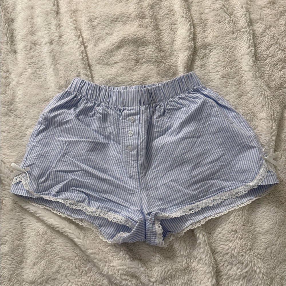 Blue Striped Women's Boxer Shorts
